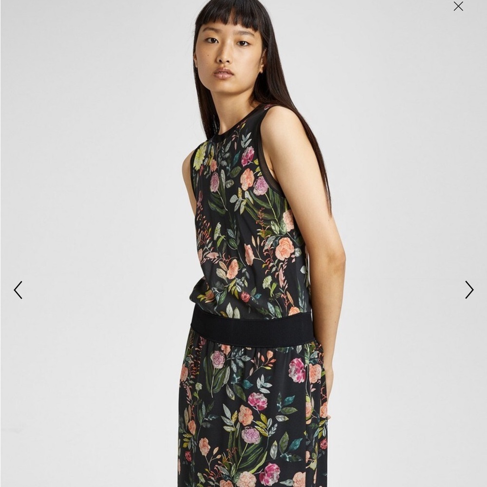Theory Silk Combo Floral Dress Size Medium - Picture 3 of 12